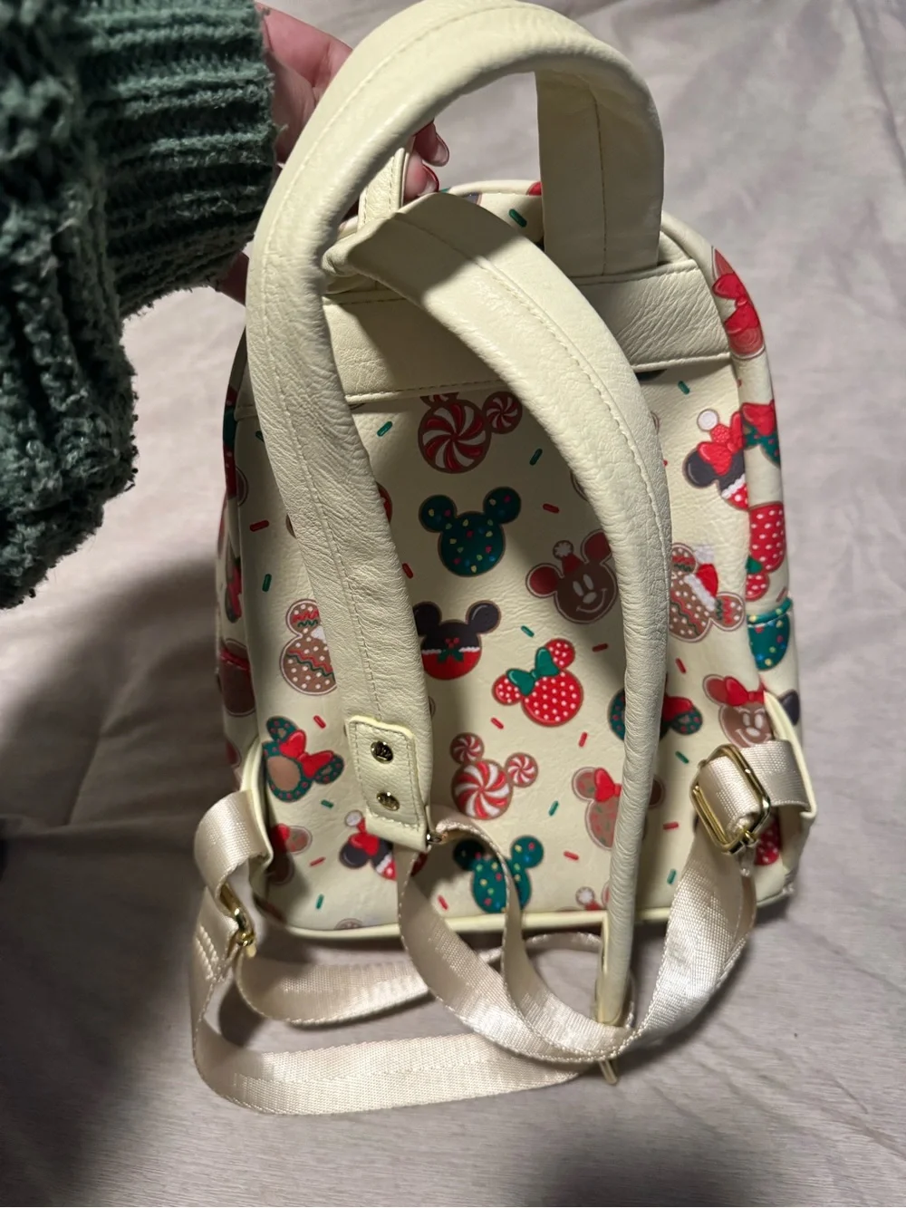 Loungefly Cream Mini Backpack with Festive Character Print